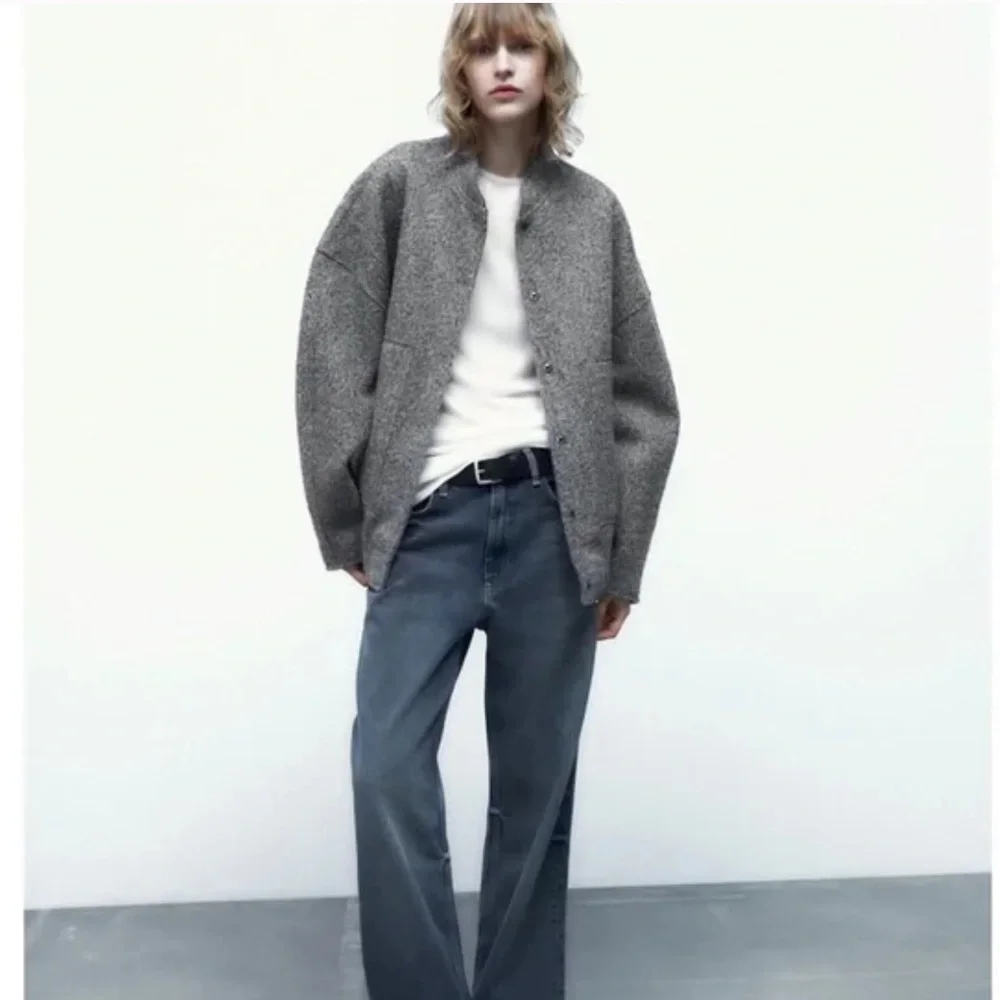 Zara Textured Bomber Jacket - Grey - Picture 5 of 10